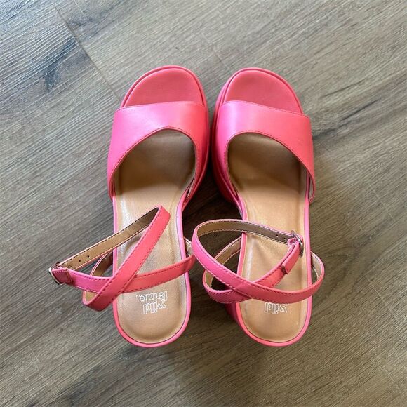 Wild Fable Platform Slingback Sandals Pink Size 10 High Block Heel Party Shoes - Picture 7 of 10